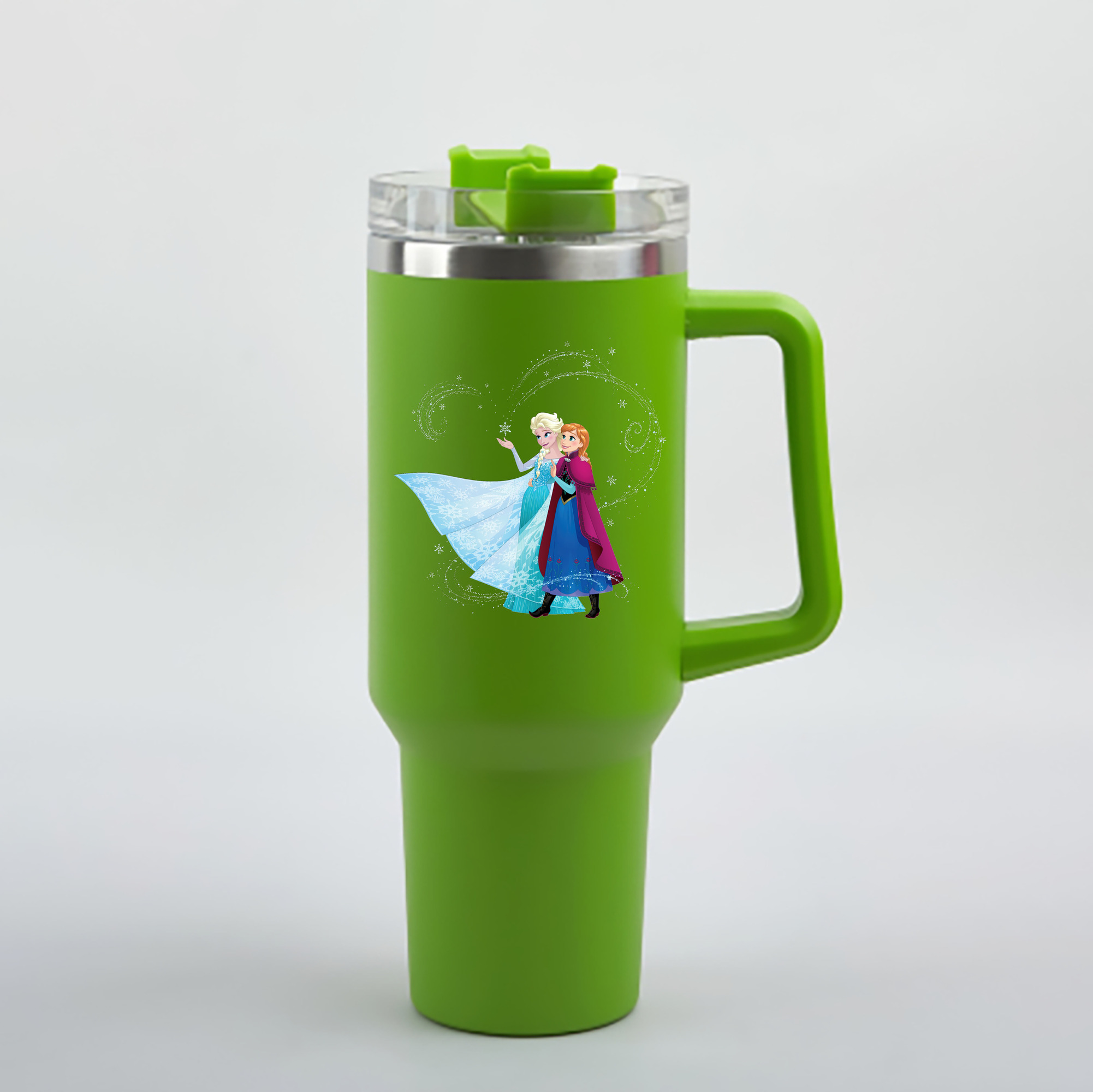 （画像用） アナと雪の女王 アンナ エルサ Frozen Anna Elsa 1200mL車用タンブラー - クリスタルステッカー（プラスチックストロー付き）